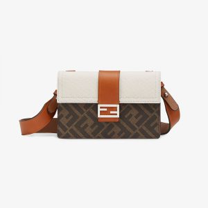 Fendi Men Baguette Pouch Brown Fabric Bag