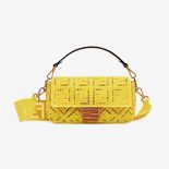 Fendi Women Baguette Canvas Bag with Embroidery-yellow