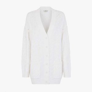 Fendi Women Cardigan White Cotton Cardigan