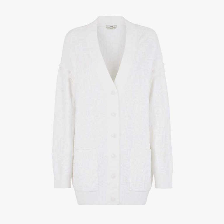 Fendi Women Cardigan White Cotton Cardigan