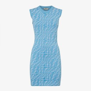 Fendi Women Dress Light Blue Viscose Dress