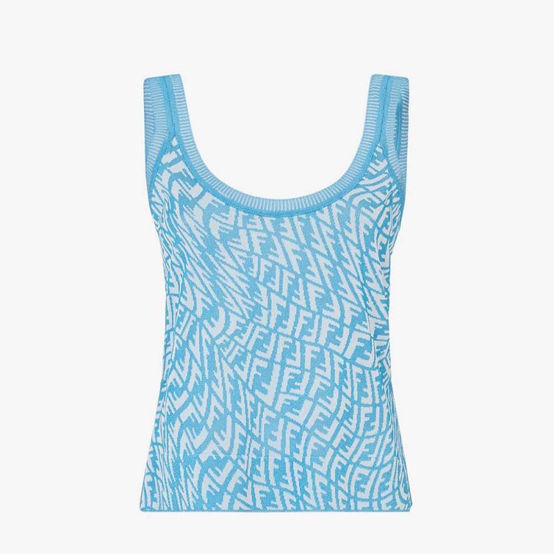 Fendi Women Light Blue Viscose Top