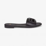 Fendi Women Signature Black Leather Slides in 0.4 inches Heel Height