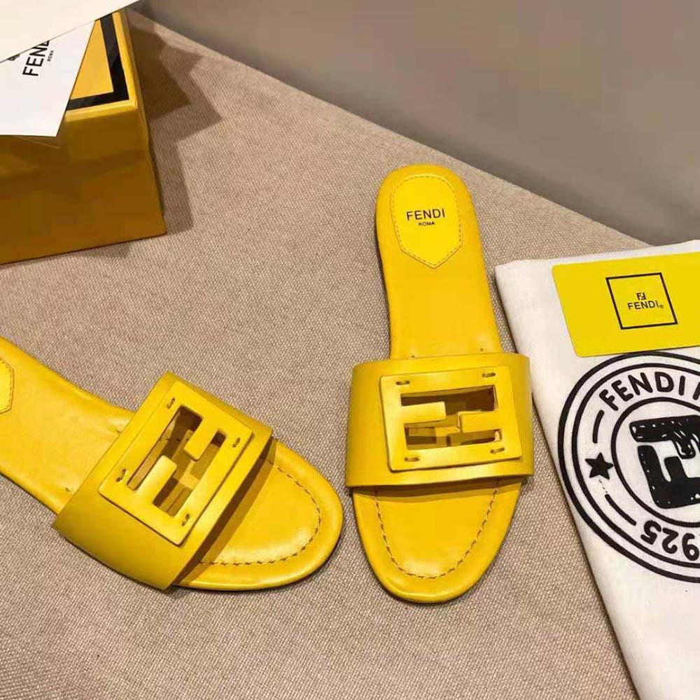 genuine leather fendi slides women