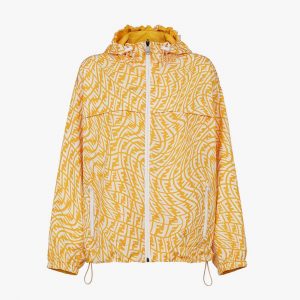 Fendi Women Windbreaker Yellow Nylon Jacket