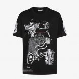 Givenchy Men Schematics T-shirt with Red GIVENCHY Signature on the Chest-Black