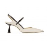 Jimmy Choo Women Ray 65 Latte Nappa Leather Pointed Pumps with Logo-Woven Ribbon