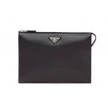 Prada Men Brushed Leather Pouch-Black