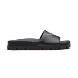 Prada Women Leather Slides in 20mm Heel-Black