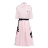Prada Women Poplin Dress Characterized by the Pleated Skirt with Retro References
