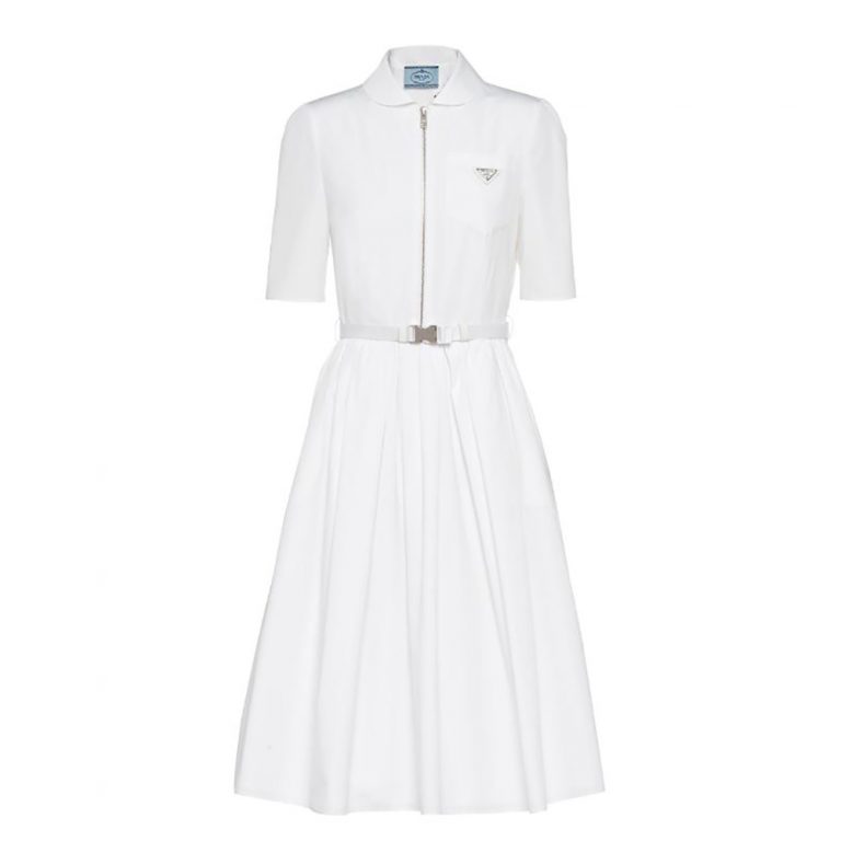 Prada Women Poplin Dress-White