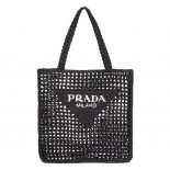 Prada Women Raffia Tote Bag-Black