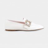 Roger Vivier Women Mini Broche Vivier Buckle Loafers in Patent Leather-White
