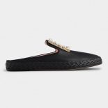 Roger Vivier Women RV Lounge Strass Buckle Mules in Suede-Black