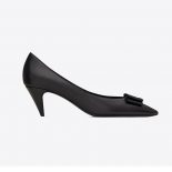 Saint Laurent YSL Women Anais Bow Pumps in Smooth Leather-Black
