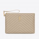 Saint Laurent YSL Women Monogram Tablet Pouch in Quilted Leather