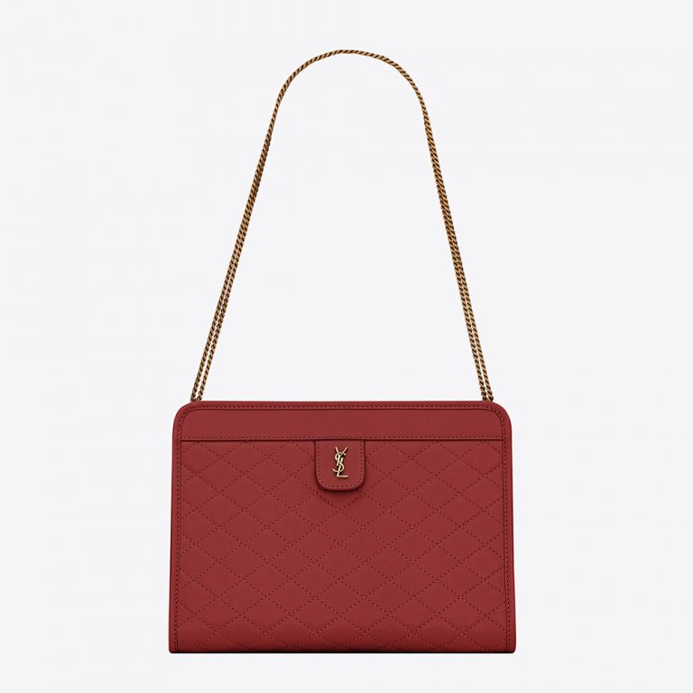 Saint Laurent YSL Women Victoire Baby Clutch in Leather-Red