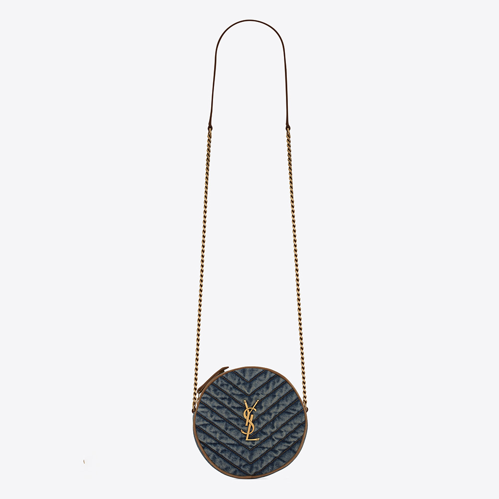 ysl round denim bag