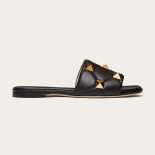 Valentino Women Roman Stud Flat Slide Sandal in Quilted Nappa