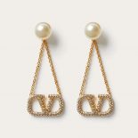 Valentino Women Vlogo Signature Earrings with Pearls and Rhinestones