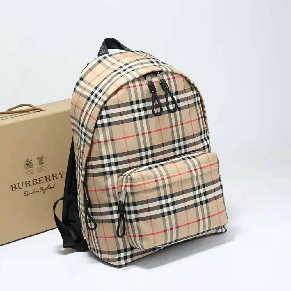 vintage check nylon backpack