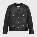 Celine Women Chasseur Jacket in Lambskin Leather-Black