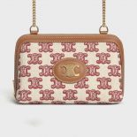 Celine Women Clutch on Chain in Textile with Triomphe Embroidery