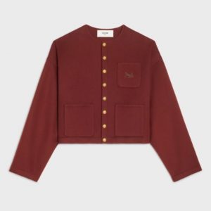 Celine Women Reversible Snap Cardigan in Cashmere-Maroon