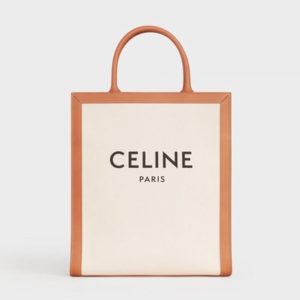 Celine Women Small Vertical Cabas Celine in Canvas with Celine Print and Calfskin