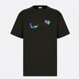 Dior Men Oversized Dior and Kenny Scharf T-shirt Black Cotton Jersey