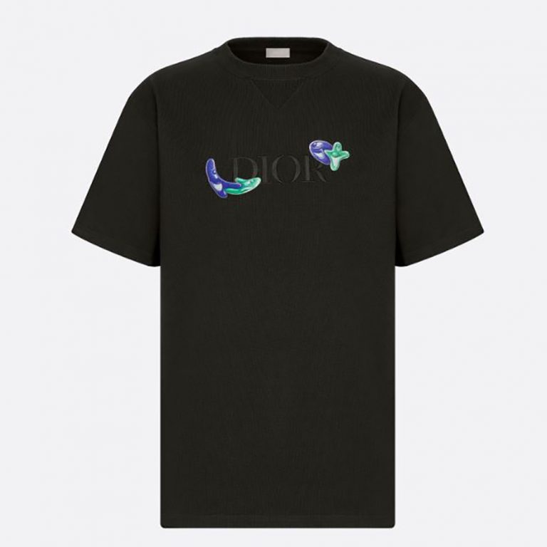 Dior Men Oversized Dior and Kenny Scharf T-shirt Black Cotton Jersey