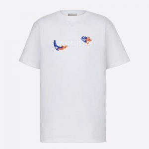 Dior Men Oversized Dior and Kenny Scharf T-shirt White Cotton Jersey