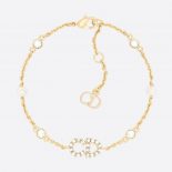 Dior Women Clair D Lune Bracelet Gold-Finish Metal with White Resin Pearls and White Crystals