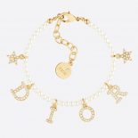 Dior Women Dio(r)evolution Bracelet Gold-Finish Metal, White Resin Pearls and White Crystals