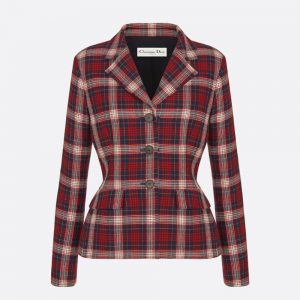 Dior Women Jacket Red Black and White Check n Dior Tartan Wool Twill