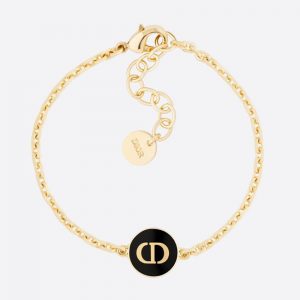 Dior Women Petit CD Bracelet Gold-Finish Metal and Black Lacquer