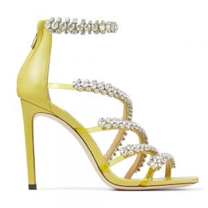 Jimmy Choo Women Josefine 100 Sunbleached Nappa Sandals with Crystal Embellishment