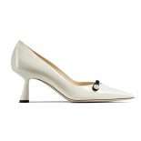Jimmy Choo Women Rosalia 65 Latte Patent Pointed Pumps with Pearl Detail