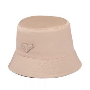 Prada Women Nylon Bucket Hat Decorated with the Triangle Logo