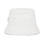 Prada Women Ostrich Leather Bucket Hat-White