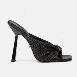 Versace Women Plisse Nappa Leather Mules in 11cm Heel-Black