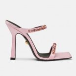 Versace Women Rhinestone Mules in 105mm Heel Hight-Pink