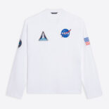Balenciaga Men Space Long Sleeve T-Shirt in White and Black Vintage Jersey
