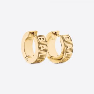 Balenciaga Women Force Striped Earrings in Gold Sterling Silver