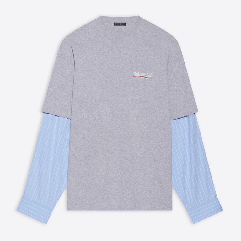 Balenciaga Women Political Campaign Layered T-Shirt in Grey
