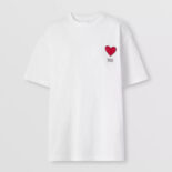 Burberry Men Heart Motif Cotton T-shirt-White