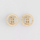 Burberry Women Crystal Detail Gold-plated Monogram Motif Earrings