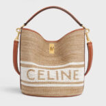 Celine Women Bucket 16 Bag in Textile with Celine Logo and Smooth Calfskin