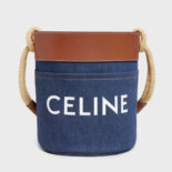 Celine Women Bucket Celine in Denim with Celine Print and Calfskin