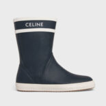 Celine Women Flat Half Boot Les Bottes DE Pont Celine in Natural Rubber-Navy